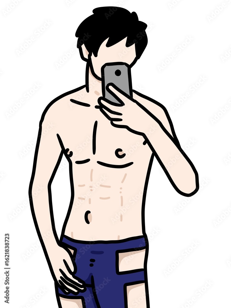 Fototapeta premium cute man cartoon on white background