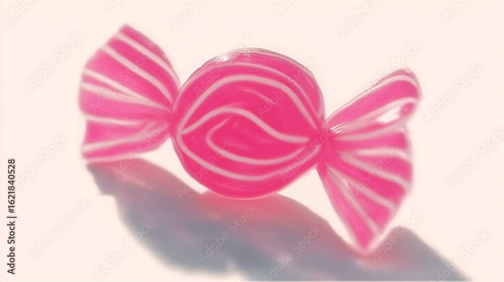 Fototapeta premium Flat vector illustration of pink bonbon candy on isolated background, sweet design for dessert packaging, advertising, social media posts, with modern minimalist style, ideal for festive celebrations 