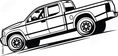 Minimal Line Art Pickup Truck Icon