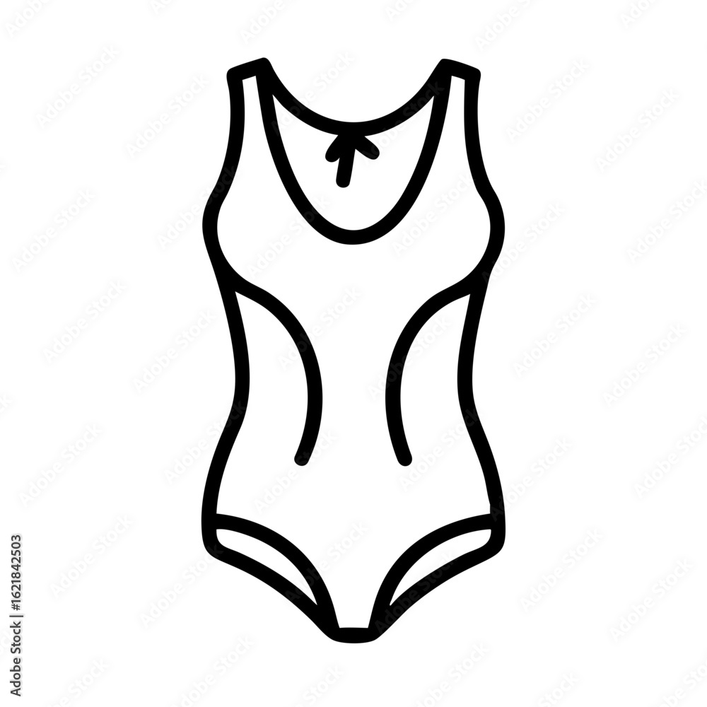 Obraz premium Stylish bodysuit design in minimalistic black and white outline 
