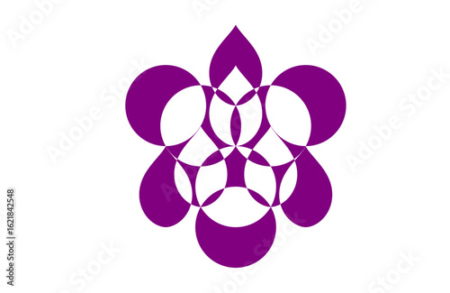 Stylized Abstract Flower Mandala with Purple Petals and Curved Geometry – Ideal for Spiritual Branding, Art Prints, Meditation Aids, and Textile Design