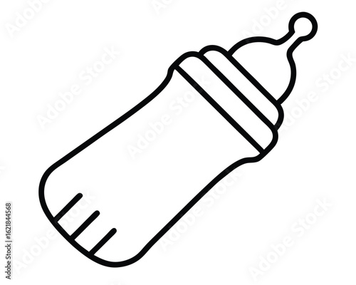 A black and white outline of a baby bottle isolated on white background Ai Generated