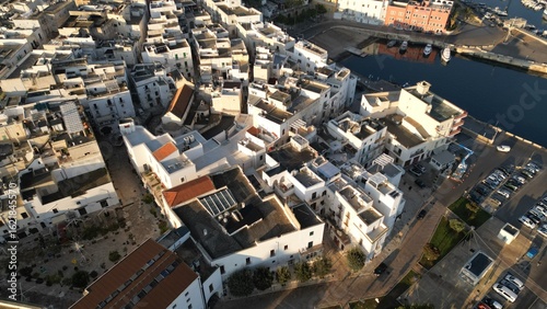 Obraz na plátně Drone over Monopoli Puglia historic center