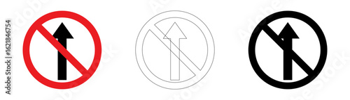 No straight ahead traffic sign in vector format
