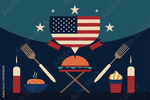 independence day picnic with american flags and bb (1).eps