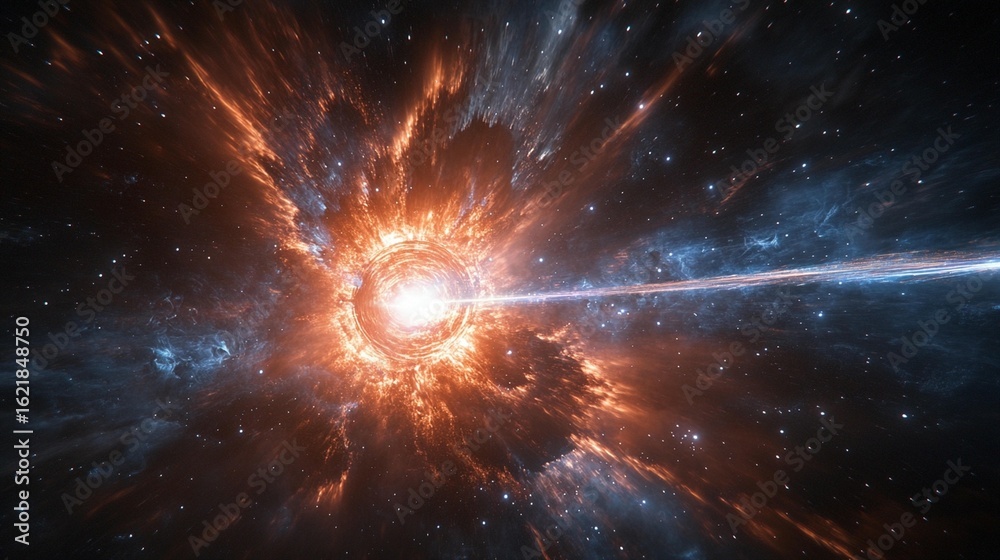 Fototapeta premium Cosmic explosion, fiery vortex in deep space