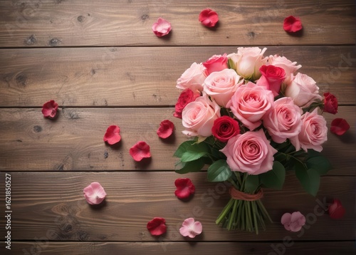 Mother's Day bouquet on wooden table