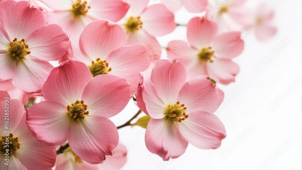 Obraz premium Soft pink dogwood blossoms on a white background