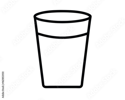 A glass of water with a simple outline isolated on white background Ai Generated