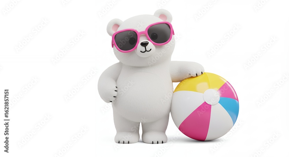 Obraz premium Polar bear with beach ball