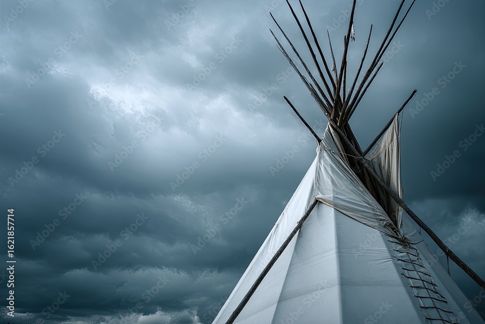 Fototapeta premium Tepee under stormy sky