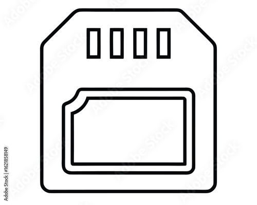 A black and white memory card isolated on white background Ai Generated
