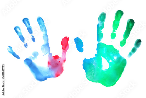 Colorful Handprints on Black Background Watercolor Illustration for Creative Projects