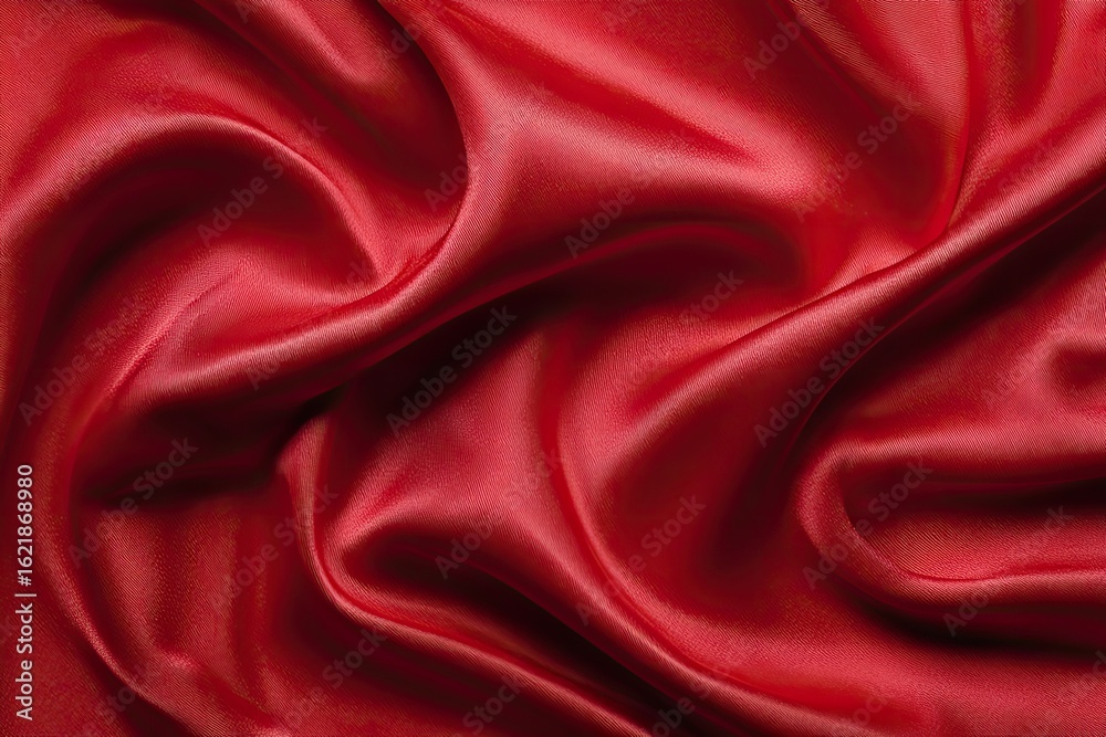 Obraz premium Rich, deep red silk fabric, draped in flowing folds