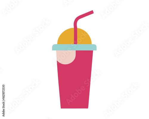 A refreshing smoothie drink with a straw isolated on white background Ai Generated