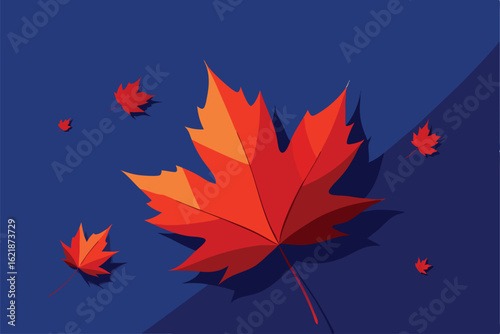 red autumn leaves against a deep blue sky  crisp s.eps