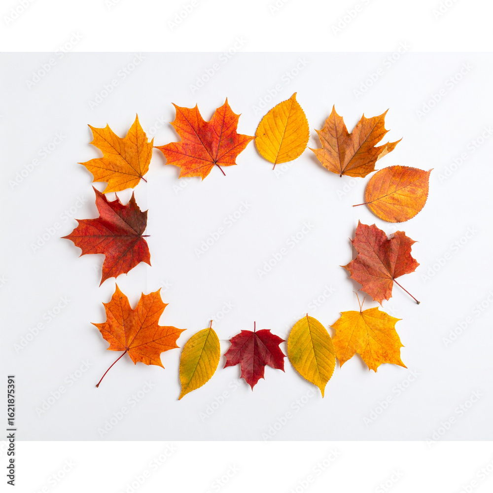 Fototapeta premium Stylish autumnal leaf decor against neutral background