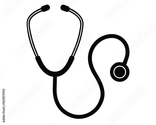 A black and white stethoscope used by doctors isolated on white background Ai Generated