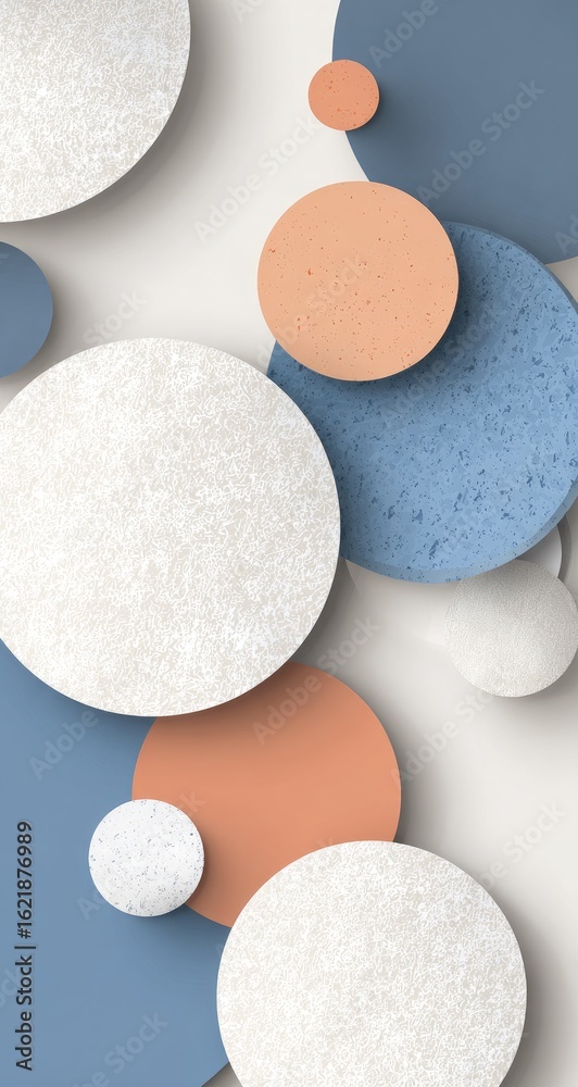 Fototapeta premium Abstract circles in pastel colors, layered and overlapping on a light background