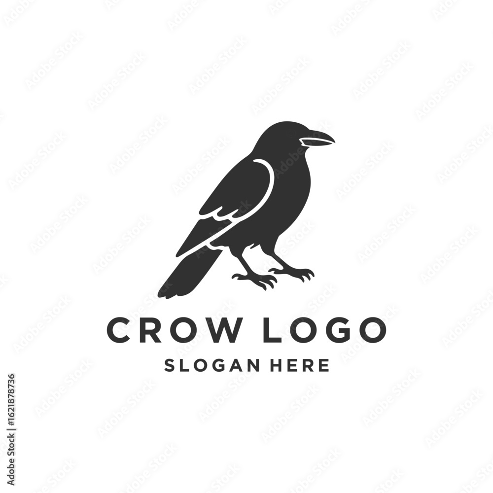 Obraz premium Bold crow logo symbolizing intelligence and mystery.