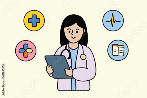young woman doctor using digital tablet with medic (7).eps