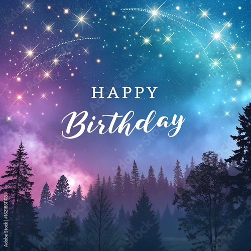 Birthday invitation background with sparkles and typography space

