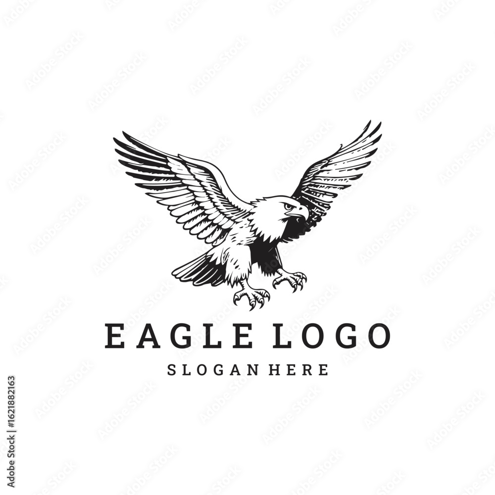 Fototapeta premium Fierce eagle logo with intense eyes and strong posture.