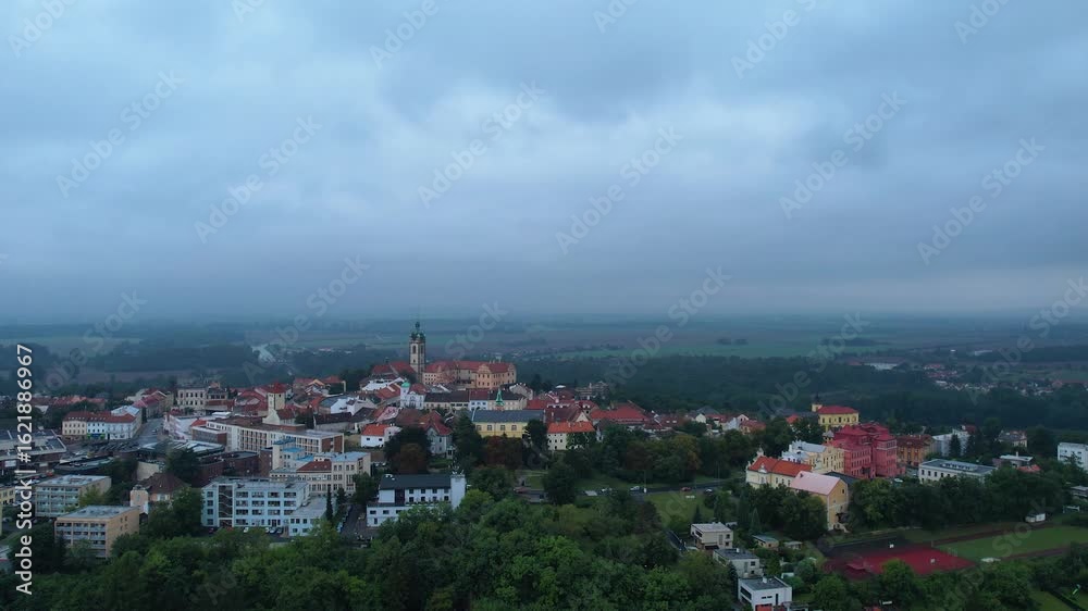 Aerial view of the city Melnik in the czech Republic on a rainy summer day. Aerial view of the city Melnik in the czech Republic on a rainy summer day.