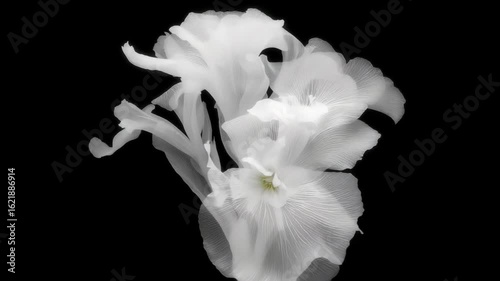 x-ray of white flower, silhouette of flower