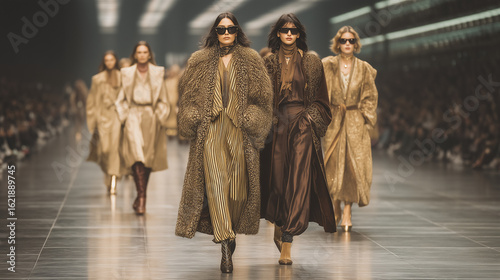 Luxurious Winter Coats Runway Ensemble – Neutral Tones Trendsetting Styles at London Fashion Week