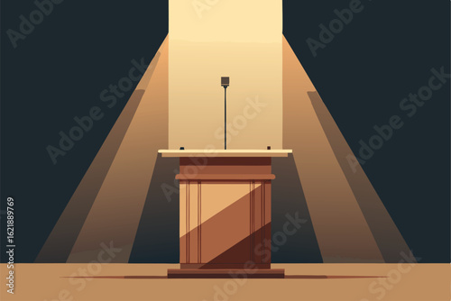 wooden podium under a single spotlight  soft ivory (2).eps
