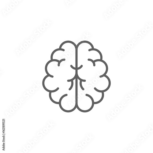 Human Brain Icon, Central Nervous System Symbol, Clean Line Simple Style. Editable stroke