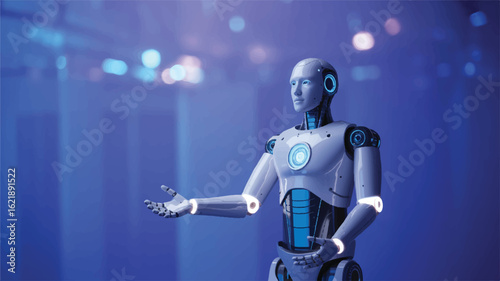 Humanoid android with blue glowing accents humanoid robot futuristic