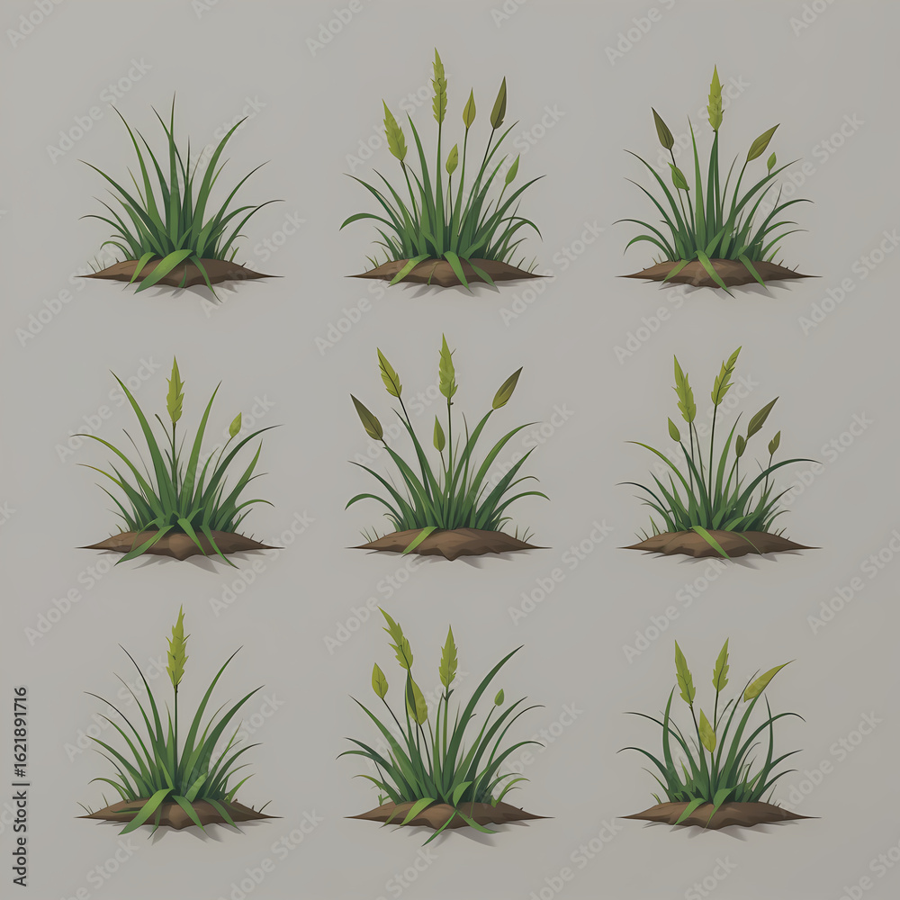 Fototapeta premium Grass icon set illustration for sticker,wallpaper or other