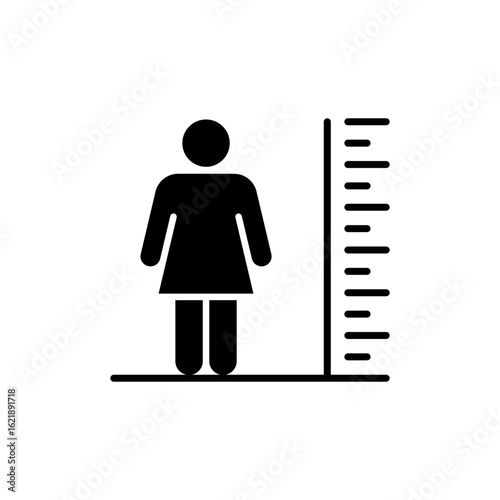 Foto Tall Woman Glyph Icon, Female Height Measurement and Body Scale Symbol