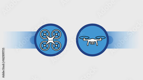 White drone icons with wifi symbol and camera quadcopter aerial vehicle