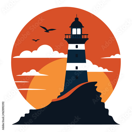 lighthouse silhouette vector illustration