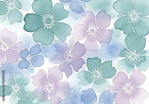 Watercolor floral pattern featuring serene pastel hues for a dreamy aesthetic