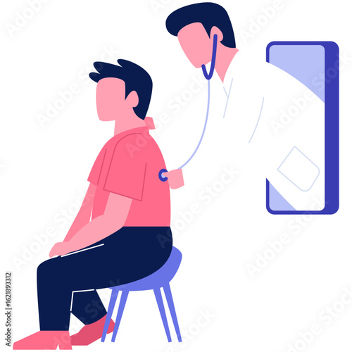 someone is being examined by a doctor online