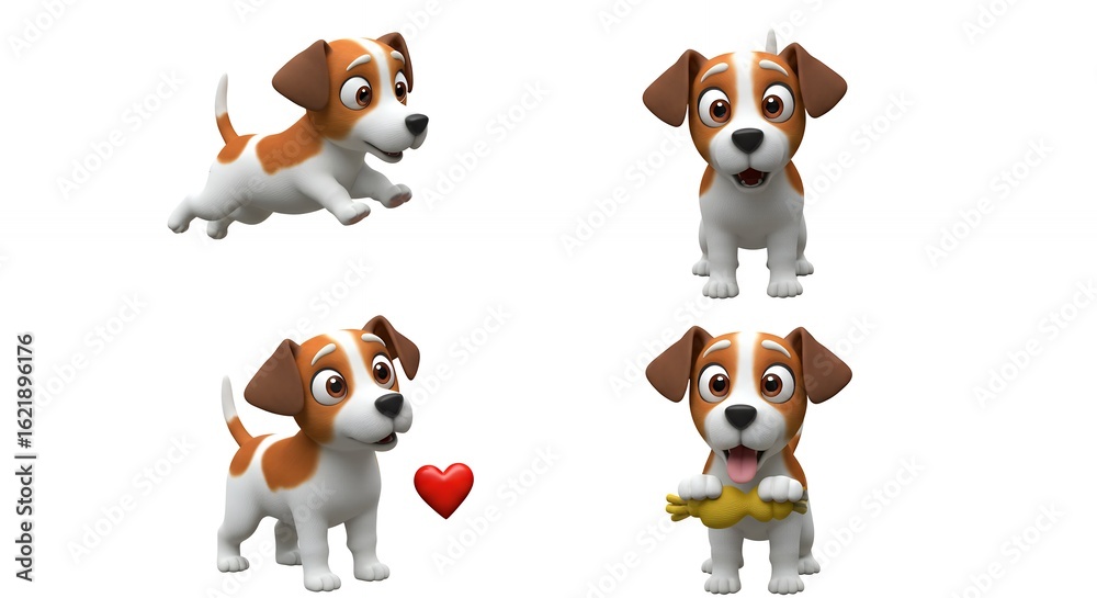 Naklejka premium Cartoon jack russell terrier dog illustrations