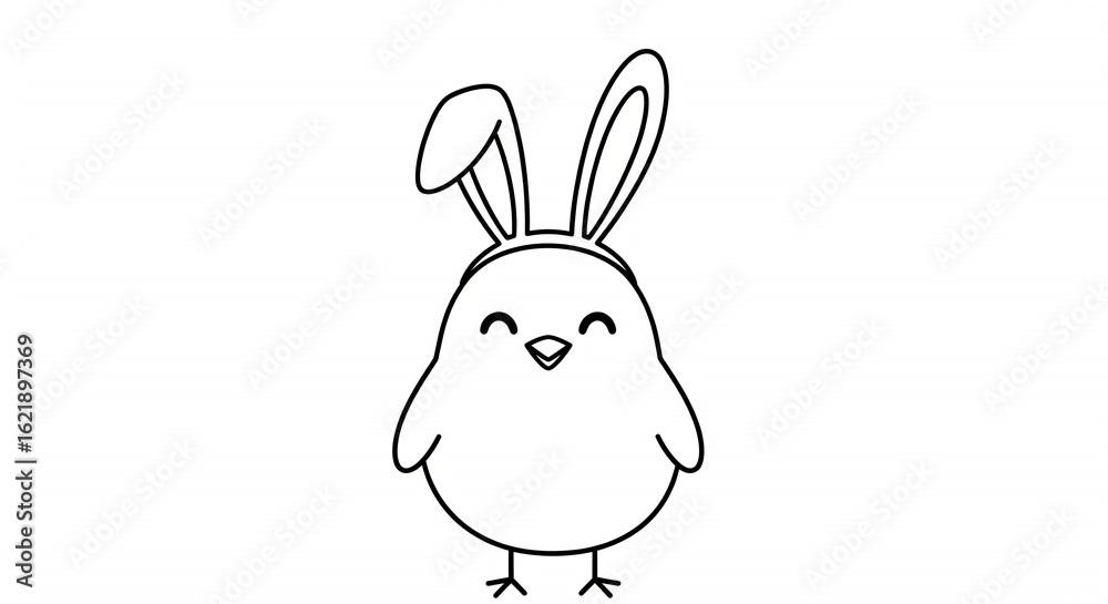 Fototapeta premium Adorable chick wearing bunny ears, ready for Easter celebrations and spring fun
