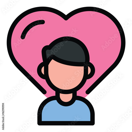 Self esteem icon flat line style illustration representing confidence and personal growth suitable for mental health apps self improvement tools and wellness projects