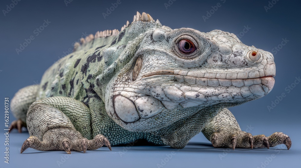 Obraz premium Close Up of a Blue and Green Lizard with White Spots