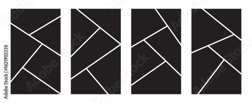 Collage grid manga book template. Blank page frame for comic book, photo collage, poster, flyer. Picture frame set. Vector illustration.