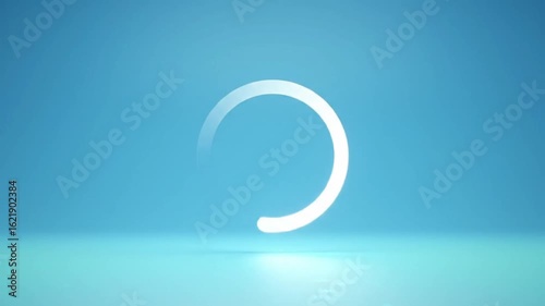 Spinning white circle animation against a light blue gradient background in a seamless loop