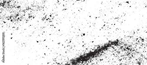 Distress effect vector illustration pattern background. Dirty or dust film grain speck grit grunge overlay on white  black and white gritty grunge background. black and white rough vintage distress ba
