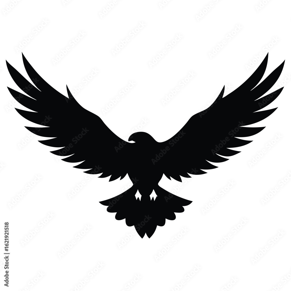 Obraz premium Black silhouette of a bird with spread wings vector