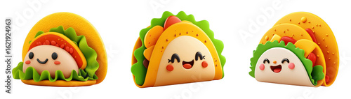 Cute cartoon tacos with cheerful expressions