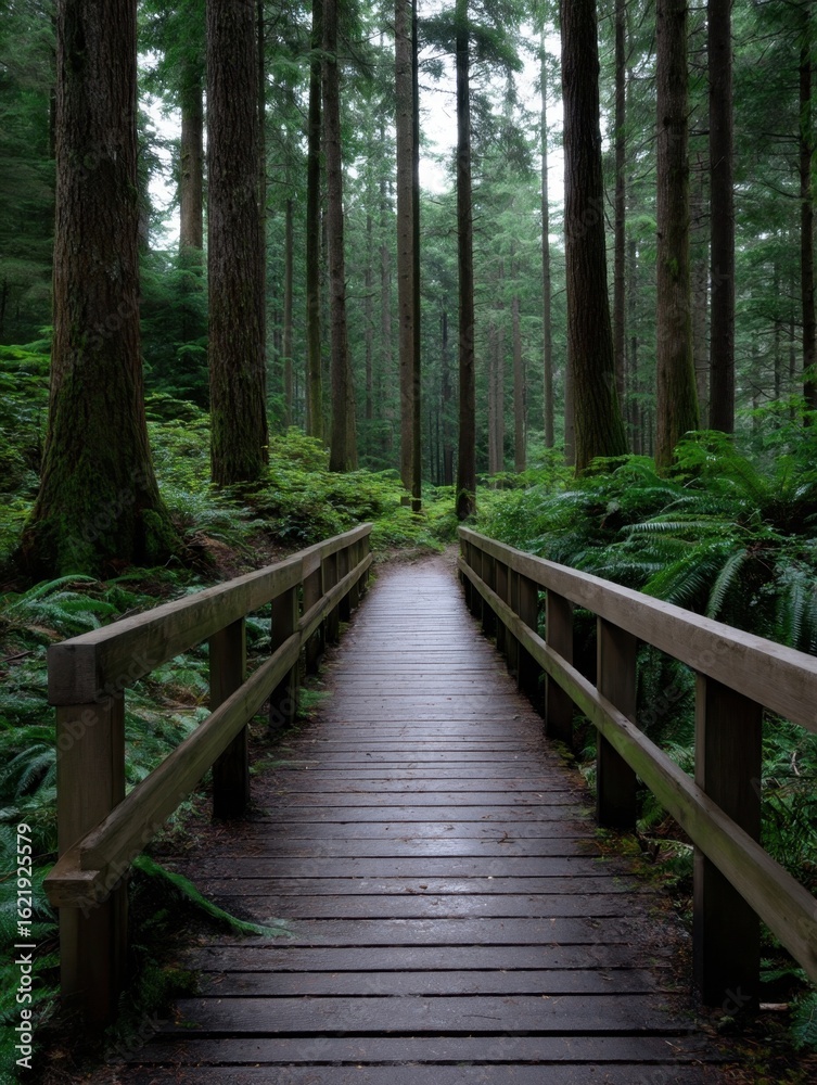 Obraz premium Exploring tranquil forest paths pacific northwest nature photography lush environment serene viewpoint outdoor adventure