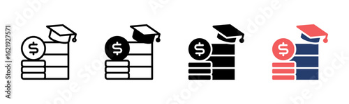 Financial Literacy icon sheet multiple style collection